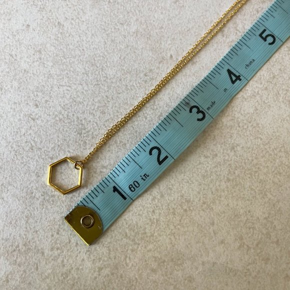 Gold Hexagon Pendant Necklace - Picture 4 of 4